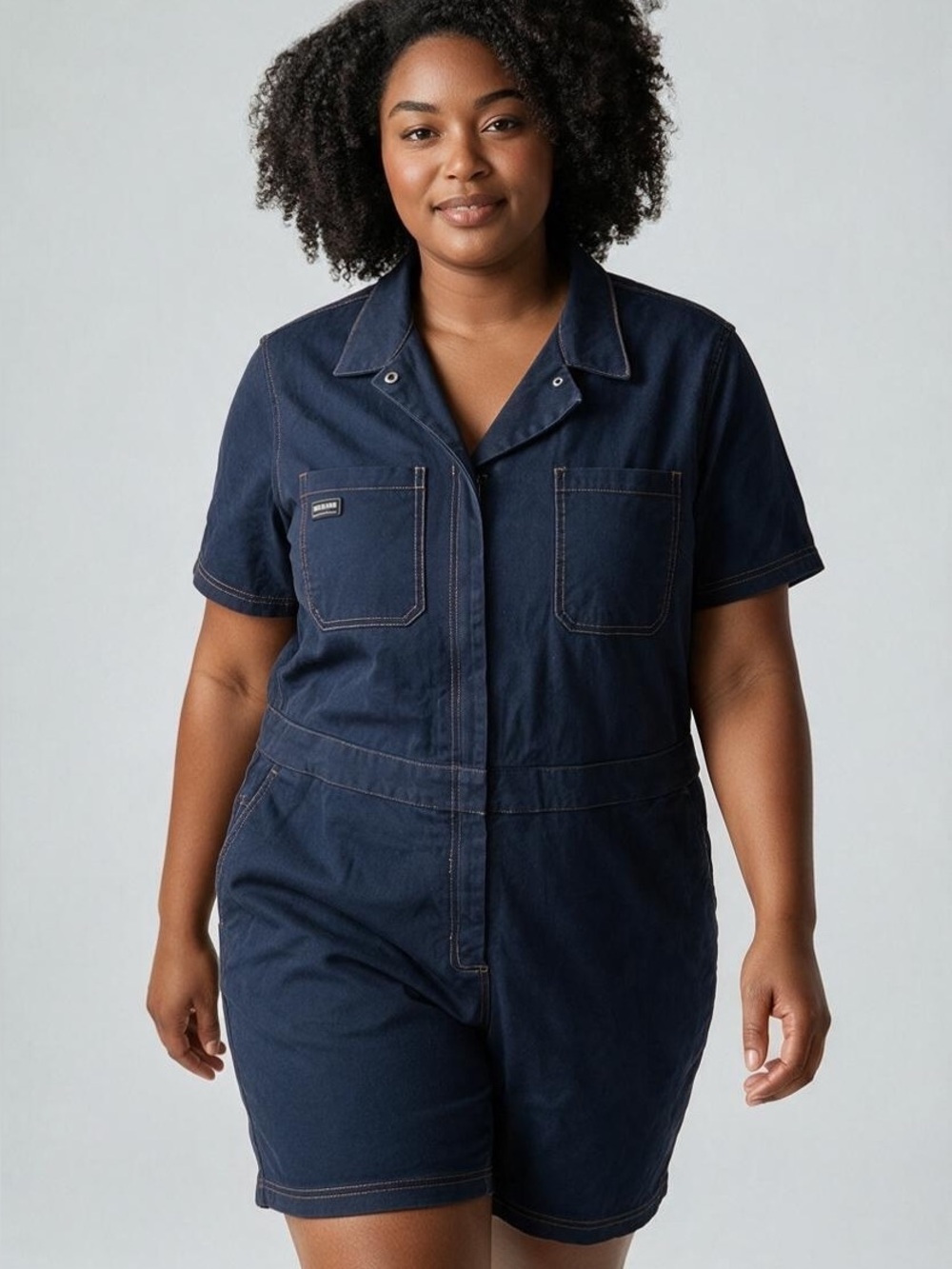 WILDFANG The Essential Short Sleeve Navy Romper
